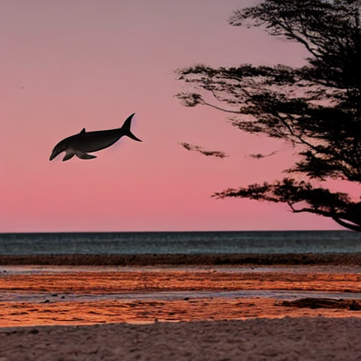 夕焼けのイルカ